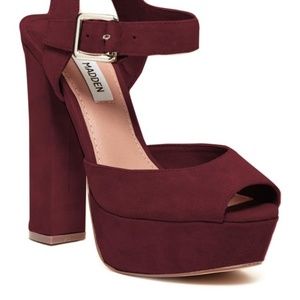 Steve Madden "Jilly" Burgundy Suede Peep Toe Pumps